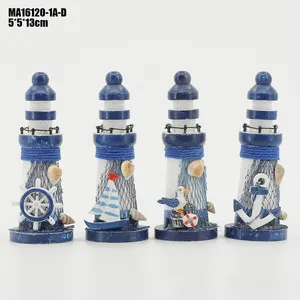 Hot Sale Wooden Mini Lighthouse Crafts Ocean Lighthouse Ornaments Travel Souvenirs Mediterranean Style Crafts