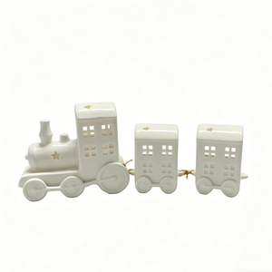 Adorno Navideño de Cerámica Personalizado en Forma de <span class=keywords><strong>Tren</strong></span> Blanco, Juego de Trenes de Cerámica Artesanales para Decoración de Fiestas, Escritorios y Dormitorios - Product Image 1