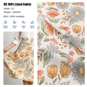Tela de <span class=keywords><strong>Lino</strong></span> Ecológica SIN Pedido Mínimo, Impresión Digital Personalizada, Tela de <span class=keywords><strong>Lino</strong></span> 9S 100% Orgánica de China para Ropa - Product Image 1