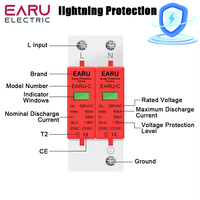 Parafoudre domestique EARU 385V 1P 2P 3P 4P 20KA-40KA 30KA-60KA, dispositif de protection contre les surtensions pour systèmes solaires photovoltaïques basse tension, dispositif de protection contre les surtensions AC (SPD)