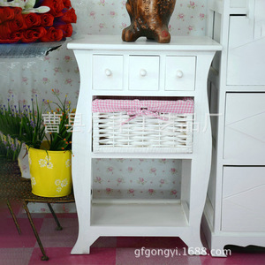 <b>White</b> <b>Bedside</b> <b>Table</b> <b>3</b> Layers Storage Bedroom Furniture With Basket <b>Drawer</b> - Product Image 1