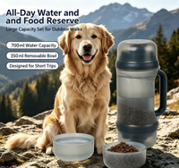 Bouteille d'eau portable pour grand chien, distributeur d'eau pour animaux de compagnie pour la promenade en extérieur, double bouchon, distributeur d'eau et de nourriture 2-en-1