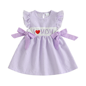 Vestido de verano para el día de la <span class=keywords><strong>madre</strong></span>, sin mangas, con volantes, estampado a cuadros, línea A, informal, para niña pequeña, Princesa, 1 unidad - Product Image 6