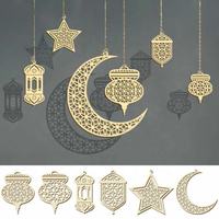 Ornements en bois faits à la main sur le thème de l'Aïd Ramadan, design lune et étoile, gravure laser disponible pour la décoration suspendue à la maison