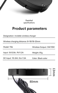 Area 18-25mm invisibile nascosto sotto la scrivania mobili incorporati installazione fai da te caricabatterie remoto Wireless per dispositivi mobili - Product Image 4