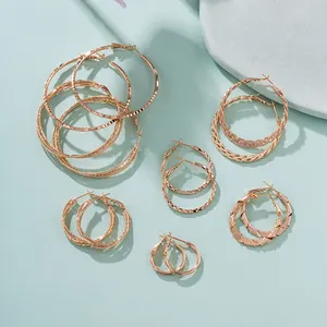 4S5A6198 Xuping Jewelry Copper Earrings Women Gold Jewelry Earrings Hoop Big Ring Small Ring Charm Jewelry