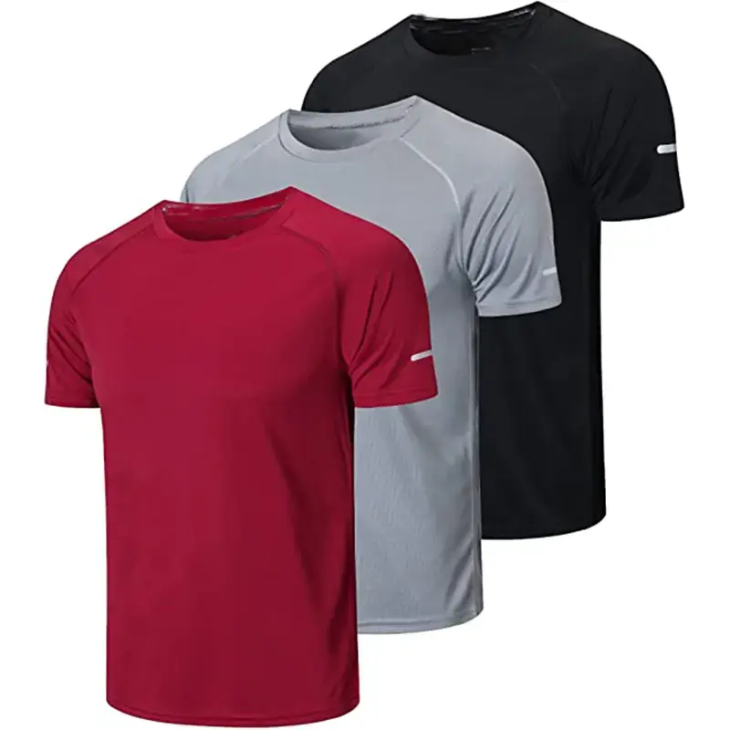 थोक प्रचार खाली टी शर्ट छोटी आस्तीन पुरुषों 100% पॉलिएस्टर टी शर्ट जिम स्पोर्ट्स एथलेटिक रनिंग टी-शर्ट