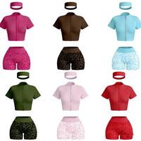 Ensembles d'entraînement personnalisés, vêtements d'été, veste à fermeture éclair à imprimé guépard, shorts, ensemble de yoga et de gym 3 pièces pour femmes