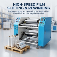 Machine de découpe et de rembobinage automatique à grande vitesse pour film étirable PE et matériaux d'emballage