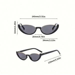 Lunettes de soleil œil de chat vintage personnalisées avec logo, protection UV400, demi-monture ovale pour femme - Product Image 6