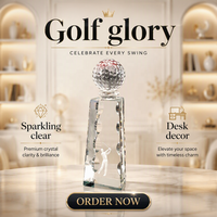 Trophée personnalisé en cristal K9, cadeau d'affaires, trophée de champion de football ou de golf, 6*26CM, poli