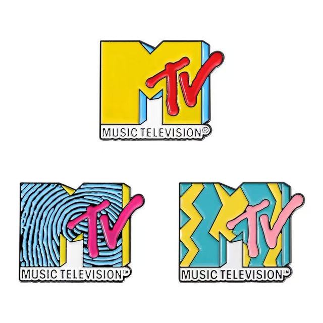 Wholesale Metal TV Pins Souvenir Gifts MTV Enamel Pins Colored Letter Metal Accessories Clothing Collar Pins Badges