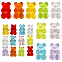 Cabochon translucide en forme d'ours gélifié à dos plat, couleur bonbon, pièce Decoden pour la décoration d'ongles