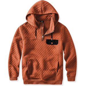 Custom Men's Loose <b>Quilted</b> <b>Hoodie</b> Casual Long Sleeve Quarter-Zip Pullover Sweatshirt Pockets XL Size Polyester/Cotton - Product Image 1