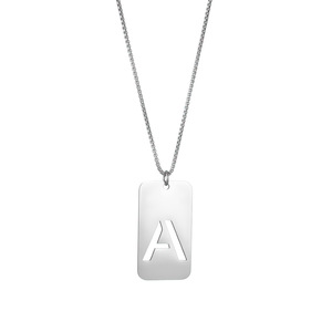 hollow silver Letter Name Necklace Stainless Steel A-Z Initial Monograms Pendant Necklaces Alphabet 26 Initial Necklace <strong>Jewelry</strong> - Product Image 5