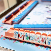 Juego de Mahjong Americano Portátil y Plegable con Diseño de Vaquero del Oeste, Fichas de Mahjong de Acrílico para Viajes y Entretenimiento Familiar