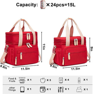 Özel Logo Oxford su geçirmez kullanımlık büyük çift bölmeli öğle yemeği çantası çalışma piknik yürüyüş için geniş açık soğutucu Tote - Product Image 2