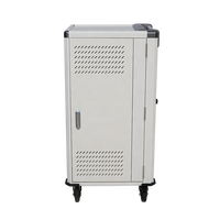 Casier de recharge en acier à 30 compartiments pour porte |   Station de charge USB intelligente DC/AC personnalisable avec roulettes pour Chromebooks et ordinateurs portables |   Équipement