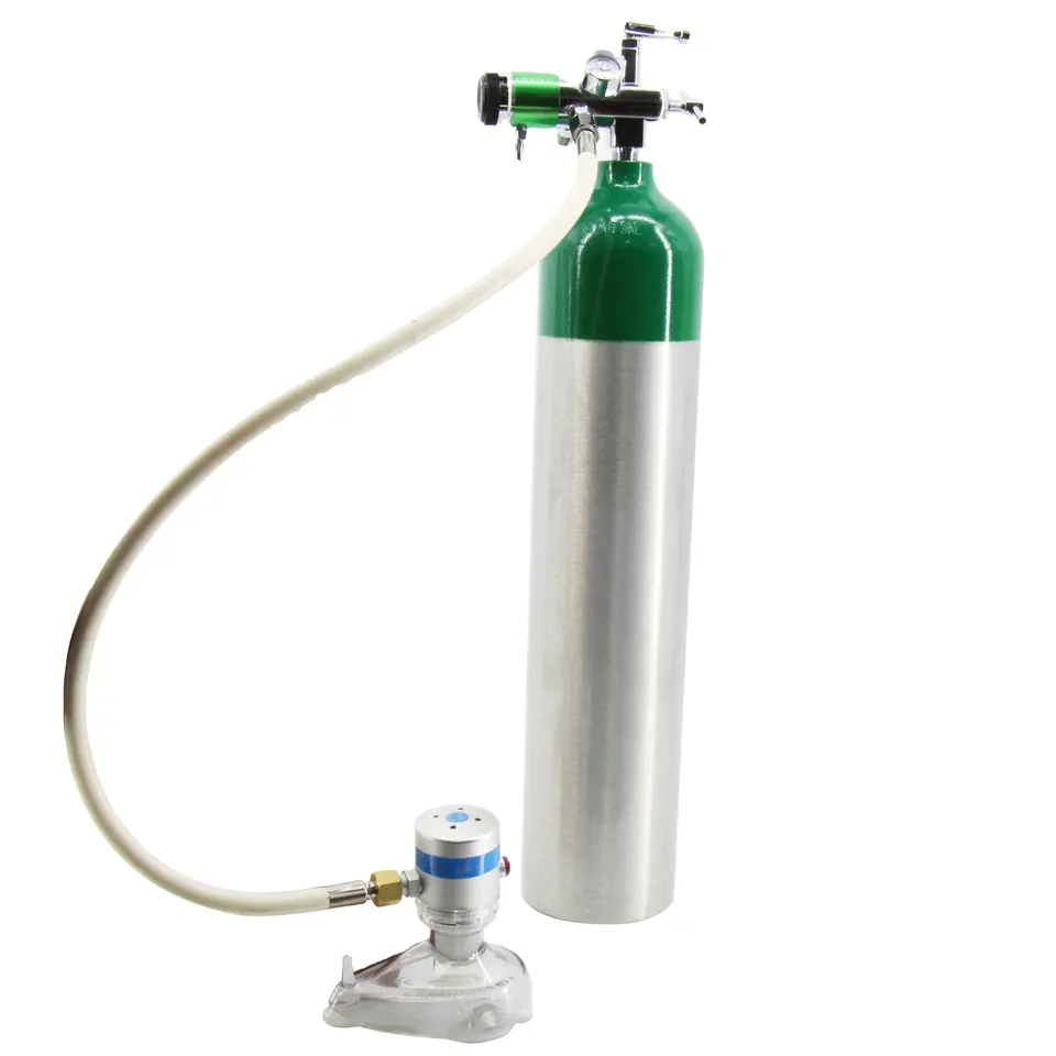 Portable Oxygen Set N2O Gas Pressure Regulator Outdoor emergency rescue aluminum gas cylinder 4L Medical Oxygen Cylinder