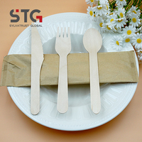 Maßgefertigtes OEM ODM 160mm 6,3 Zoll Holz-Messer-Gabel-Löffel-Set Nachhaltiges 3-teiliges Besteck-Set für Catering FDA-Zertifiziert Lebensmittelsicher