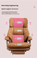 Chaise de bureau pivotante ergonomique inclinable en cuir véritable, design luxueux, base en acier, utilisation en salle de sport