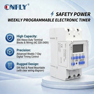 Minuteur électronique programmable <span class=keywords><strong>hebdomadaire</strong></span> CNFLY AHC30A avec couvercle transparent, fonction de retard de 24 heures, alimenté par piles - Product Image 1