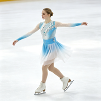 Robe de patinage et de danse dégradé bleu et blanc, manches longues en maille, dos découpé floral orné de strass, pour enfants et adultes, compétition et performance