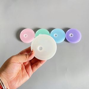 Tapa de plástico acrílica de repuesto colorida, a prueba de humedad, sin BPA, con logotipo personalizado, para latas de vidrio de 16 onzas - Product Image 2