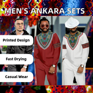 قفطان رجالي ملابس تقليدية افريقية ملابس مسائية الموضة ردية نمط كاجوال طقم أنقرة بدلة رياضية مسائية - Product Image 2