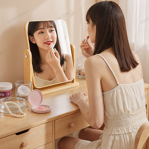 Wooden Rotating Makeup <b>Mirror</b> 20.5cm High Clarity <b>Mirror</b> For Bedroom Home Use - Product Image 4
