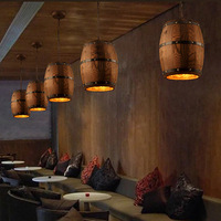 Bois en bois baril de vin abat-jour plafonnier pendentif rétro industriel Vintage Antique lustre Restaurant Bar lampe