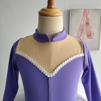 Justaucorps de danse ballet violet à manches longues avec logo personnalisé classique pour enfants filles et tutu de ballet romantique attaché