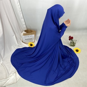 Jilbab de prière islamique traditionnel basique une pièce longueur intégrale en jersey extensible premium 6841 # - Product Image 2