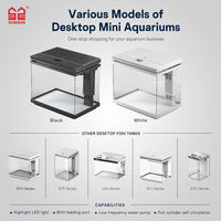 Mini aquarium en verre ultra-blanc avec système de filtration intégré, pompe à eau, éclairage LED bicolore, petit aquarium de bureau