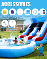 Toboggan aquatique gonflable commercial en PVC pour adultes et enfants, 24x13x12 pieds, pour extérieur et jardin, avec souffleur
