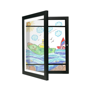 Cadres d'art pour enfants 8.5x11 A4 10x12.5 à ouverture frontale, cadre de présentation et de rangement pour œuvres d'art blancs interchangeables, en fer, bois et MDF, pour table ou mur - Product Image 1
