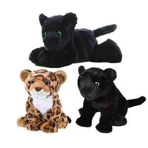 Rearlistic recheado pantera animal pelúcia pantera negra brinquedos realista tigre leopardo bonecas design personalizado com logotipo personalizado