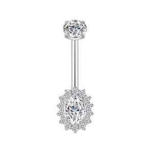 เจาะเรื่องทอง ASTM F136ไทเทเนียมเจาะท้องเครื่องประดับสะดือระฆังแหวน Marquise หิน - Product Image 3