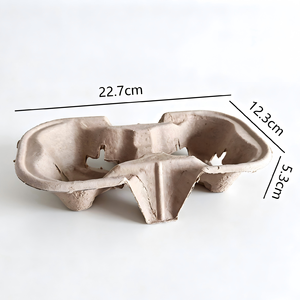 Support à 2 tasses en carton moulé pour café, avec languette de verrouillage, <span class=keywords><strong>biosourcé</strong></span> - Product Image 3