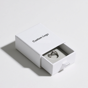Luxury Ring Jewelry Packaging <b>Box</b> Custom Logo Paper Drawer <b>Gift</b> <b>Box</b> With Plush Insert Simple Style Premium Jewelry <b>Box</b> - Product Image 2