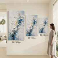 Cuadros Decorativos Pintados a Mano, Mural de Flores con Textura 3D, Ecológico, Marco Personalizado, Lienzo Acrílico Moderno de Gran Tamaño para Hotel y Hogar