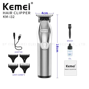 Tondeuses à cheveux électriques professionnelles pour hommes <span class=keywords><strong>Kemei</strong></span> <span class=keywords><strong>KM</strong></span>-<span class=keywords><strong>I32</strong></span> Haute qualité Rechargeable par USB Tondeuse à cheveux en métal pour hommes - Product Image 3