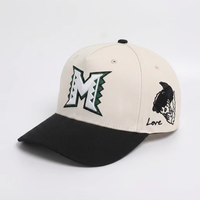 Casquette de baseball personnalisée en coton de haute qualité avec broderie de lettres, casquette snapback, casquette de baseball à visière incurvée bicolore