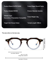 Monture de lunettes Saint Van Gogh rétro ronde en acétate fabriquée à la main au Japon pour la correction de la myopie et un port tendance