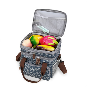 Lunch Bag Insulated Double Layer Oxford Cloth With Cactus Print For Food Storage Portable Foldable Waterproof Design - Product Image 1