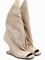 Nouvelles bottes longues à talon compensé en forme de bouche de poisson, style européen et américain, tendance et polyvalentes, bottes cool, bottes courtes pour femmes