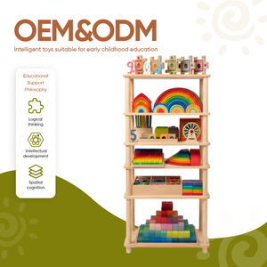 Grapat Waldorf inspiré jouets en bois <span class=keywords><strong>Grimms</strong></span> peint à la main arc-en-ciel <span class=keywords><strong>Puzzle</strong></span> bloc de construction ensemble Montessori jouets éducatifs pour les enfants - Product Image 1