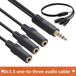 Cabo de Áudio Estéreo <span class=keywords><strong>DC</strong></span> <span class=keywords><strong>3.5mm</strong></span> Um-para-Três, Divisor de Fone de Ouvido com Condutores de Cobre Nu e Conectores Macho-Fêmea para Fones de Casal - Product Image 2