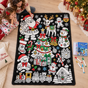 Customized Christmas DIY Coloring <b>Blanket</b> Graffiti <b>Blanket</b> Washable Flannel Throw <b>Blankets</b> Family Gift for Kids and Bed - Product Image 4