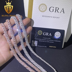 8 mm Zweireihige Hip-Hop-Schmuck Iced Out Miami Kubanische Gliederkette in Roségold mit Moissanit, Halskette aus 925er Sterlingsilber für Herren - Product Image 1